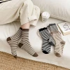 Striped socks for women in winter, mid-calf socks, trendy on Instagram, coffee-colored Japanese-style long socks, pile socks for women in autumn and winter details Picture